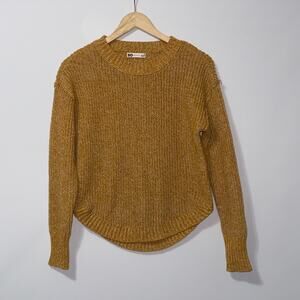 SO Goods For Life Yellow Curved Hem Knit Sweater women's Size Small